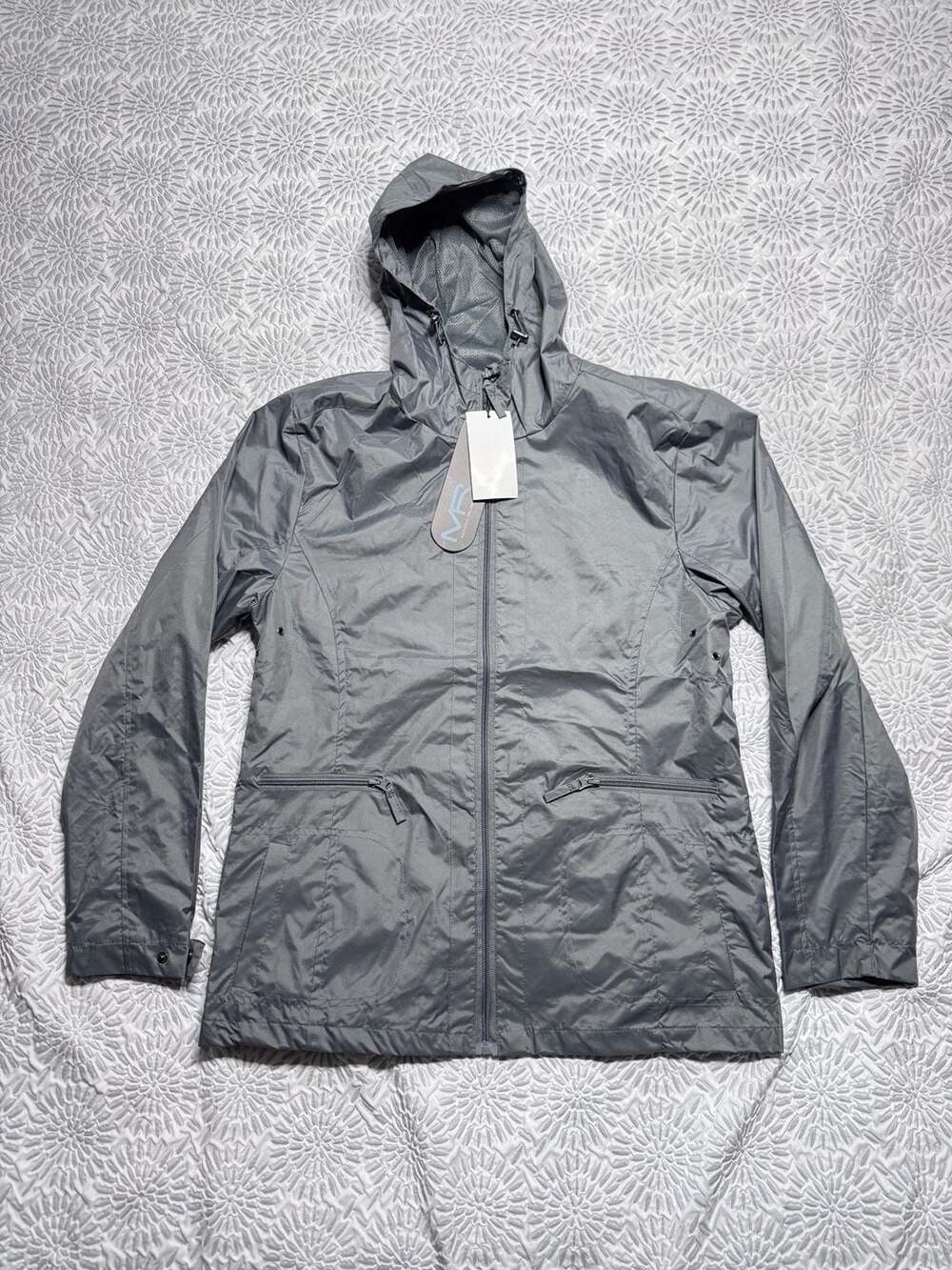Mack Russo Men’s M Gray Full Zip Hooded Windbreaker Jacket